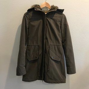 Hollister Olive Faux Fur Lined Parka